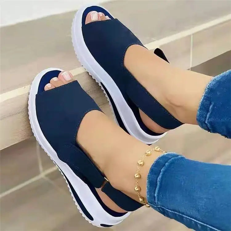 Large Size Fish-mouth Flat-heel Beach Sandals