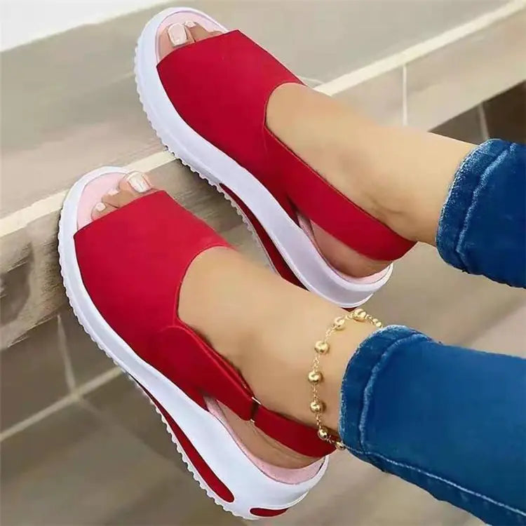 Large Size Fish-mouth Flat-heel Beach Sandals