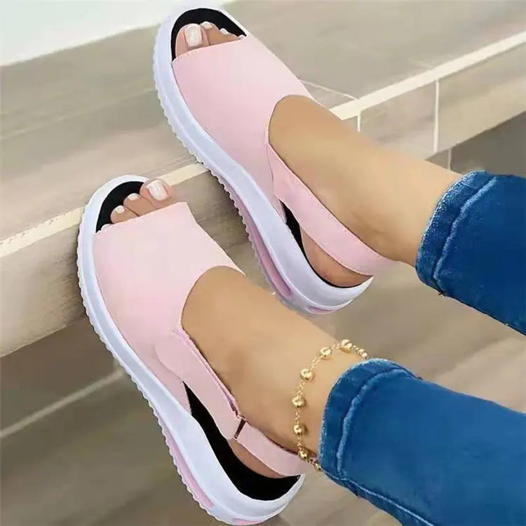 Large Size Fish-mouth Flat-heel Beach Sandals