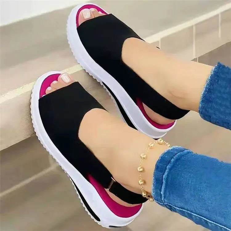 Large Size Fish-mouth Flat-heel Beach Sandals
